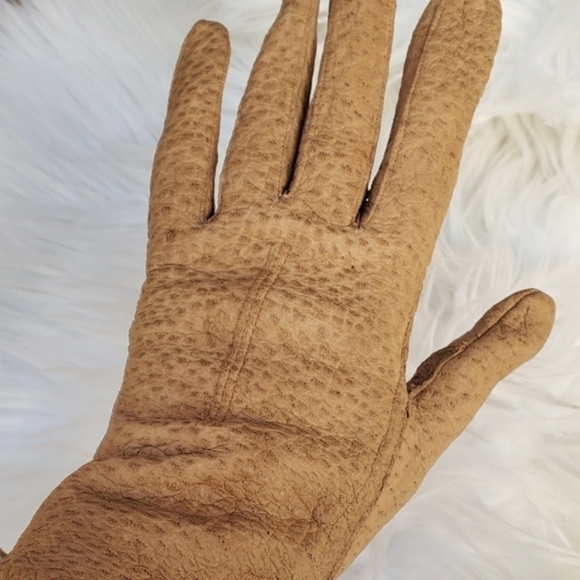 Vintage‎ Textured Leather Neutral Gloves 7 - Picture 1 of 10